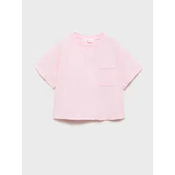 Mango Kids Girls Drop-Shoulder Sleeves Pure Cotton T-shirt-picture-36