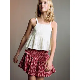 Mango Kids Girls Ethnic Printed Smocked Mini Flared Skirt-picture-17