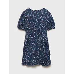Mango Kids Girls Floral Print Puff Sleeve Ruffled A-Line Dress-picture-34