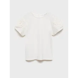 Mango Kids Girls Floral Sleeves Pure Cotton T-shirt-picture-42