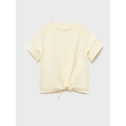 Mango Kids Girls Layered Extended Sleeves T-shirt with Waist Tie Up-picture-38