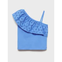 Mango Kids Girls One Shoulder Flutter Sleeve Cotton Top-picture-39