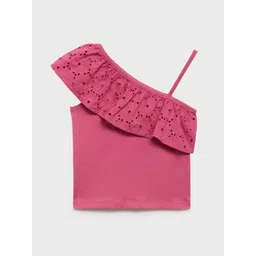 Mango Kids Girls One Shoulder Flutter Sleeve Cotton Top-picture-15