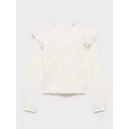 Mango Kids Girls Puff Sleeves Smocked Top With Ruffled Detail-picture-47