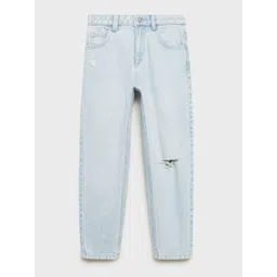 Mango Kids Girls Ribbed Pure Cotton Mom Fit Jeans-picture-37