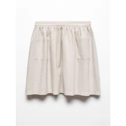 Mango Kids Girls Solid Linen Cotton Knee Length A-Line Skirt-picture-32