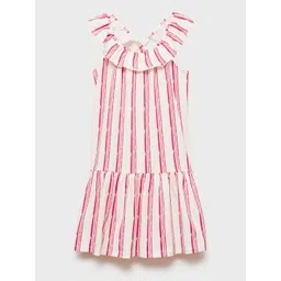 Mango Kids Girls Striped Pure Cotton Drop-Waist Dress-picture-36