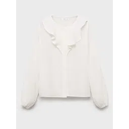 Mango Kids Ruffles Shirt Style Pure Cotton Top-picture-49