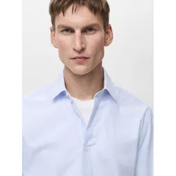 MANGO MAN Cotton Slim Fit Pinstriped Casual Shirt image 5