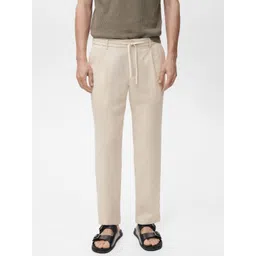 MANGO MAN Men Pleated Detail Linen-Cotton Slim Fit Trousers-picture-31