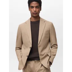 MANGO MAN Notched Lapel Collar Single Breasted Pure Wool Slim Fit Semiformal Blazer-picture-15