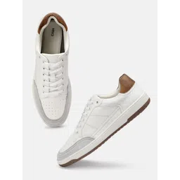 MANGO MAN Perforated Detail Colourblocked Leather Sneakers-picture-11