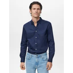 MANGO MAN Spread Collar Pure Cotton Casual Shirt-picture-18
