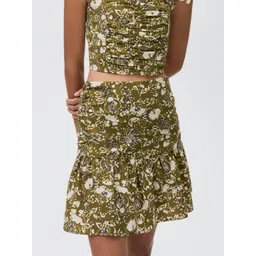 MANGO Abstract Printed Ruched Flared Mini Skirt-picture-13