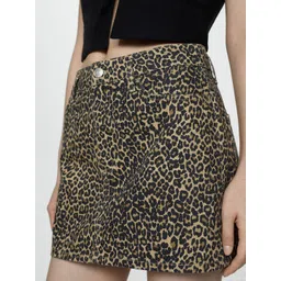 MANGO Animal Print Denim Mini Skirt-picture-26