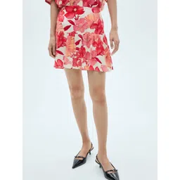MANGO Floral Printed Flounced Hem Skirt-picture-19