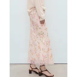 MANGO Floral Printed Lace Inserts Midi Flared Skirt-picture-28
