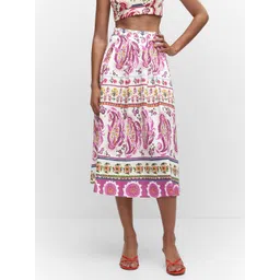 MANGO Floral Printed Pleated Detail A-Line Skirt-picture-17