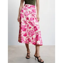 MANGO Floral Printed Pure Cotton Midi Flared Skirt-picture-29