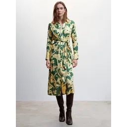 MANGO Floral Printed Sustainable Belted Shirt Midi Dress-picture-34