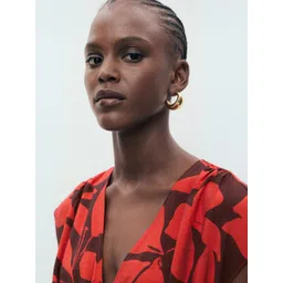 MANGO Floral Printed V-Neck A-Line Midi Dress image 3