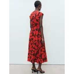 MANGO Floral Printed V-Neck A-Line Midi Dress image 5