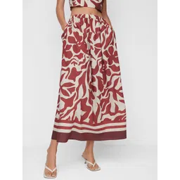 MANGO High-Rise Printed A-Line Midi Skirt-picture-32
