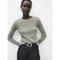 MANGO Knitted Boat Neck T-shirt-picture-22