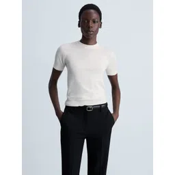 MANGO Knitted Round-Neck Regular Fit T-shirt-picture-31