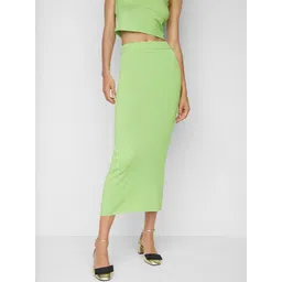 MANGO Knitted Straight Midi Skirt-picture-26