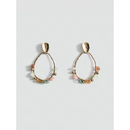 MANGO Oval Shaped Beads Studed Drop Earrings-picture-33
