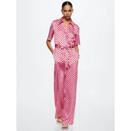 MANGO Pink & Brown Printed Basic Satin Finish Jumpsuit-picture-19