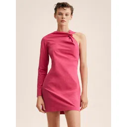 MANGO Pink One Shoulder Sheath Dress image 1