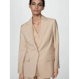 MANGO Pinstripe Suit Jacket with Lapel Collar-picture-20