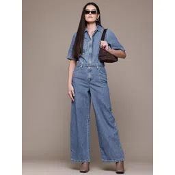 MANGO Pure Cotton Denim Belted Jumpsuit-picture-12