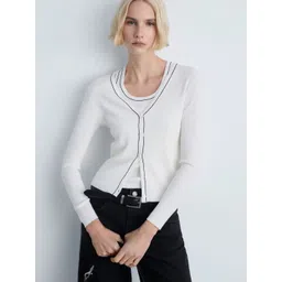 MANGO Ribbed V-Neck Button-Down Cardigan-picture-18