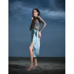 MANGO Satin Wrap Midi skirt-picture-19