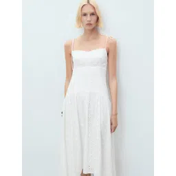 MANGO Schiffli Pure Cotton A-Line Midi Dress-picture-34