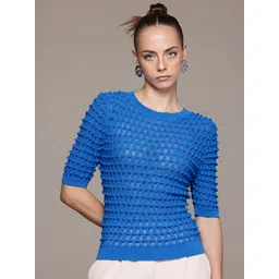 MANGO Semi-Sheer Textured Knit Pullover-picture-11