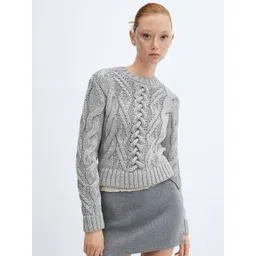 MANGO Shimmery Cable-Knitted Pullover-picture-10
