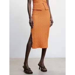 MANGO Side Slit Textured Skirt-picture-25
