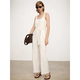 MANGO Striped Basic Jumpsuit with Belt-picture-27