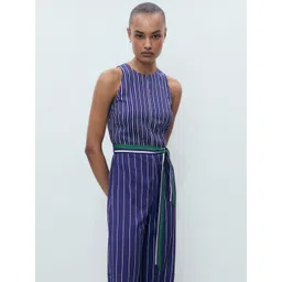 MANGO Striped Belted Basic Jumpsuit-picture-29