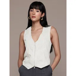 MANGO Striped Paneled Waistcoat-picture-29