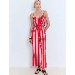 MANGO Striped Shoulder Straps Cut-Out Detail Jumpsuit-picture-13