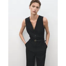MANGO Striped V-Neck Belted Basic Jumpsuit-picture-20