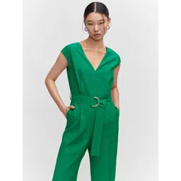 MANGO V-Neck Basic Jumpsuit With Belt-picture-29
