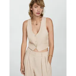 MANGO V-Neck Cropped Waistcoat image 1