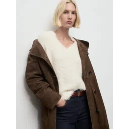 MANGO V-Neck Faux Fur Trim Knitted Pullover-picture-19