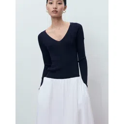 MANGO V-Neck Ribbed Pullover-picture-38